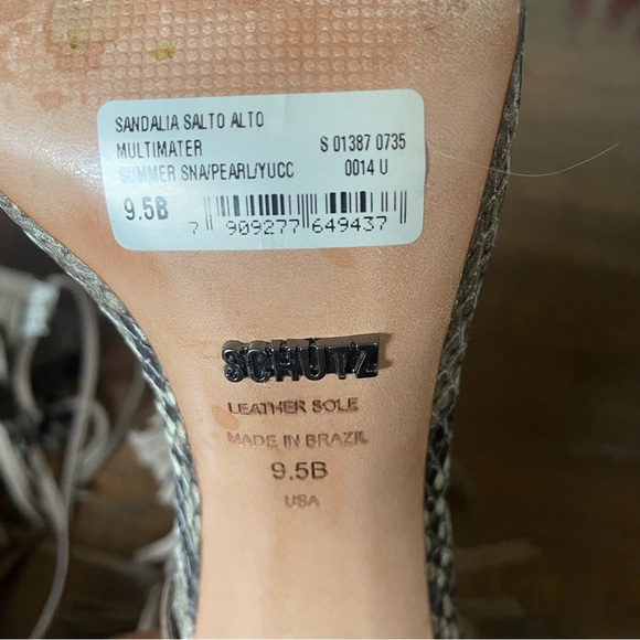 SCHUTZ Fringe Lace-Up Heels Snakeskin - Brown Womens 9.5 bohemian boho - Picture 4 of 7